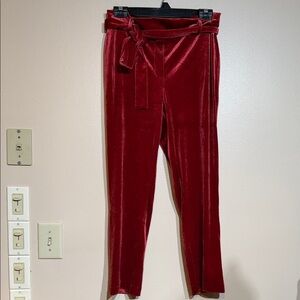 Jules & Leopold Deep Red Velvet Cropped Pants